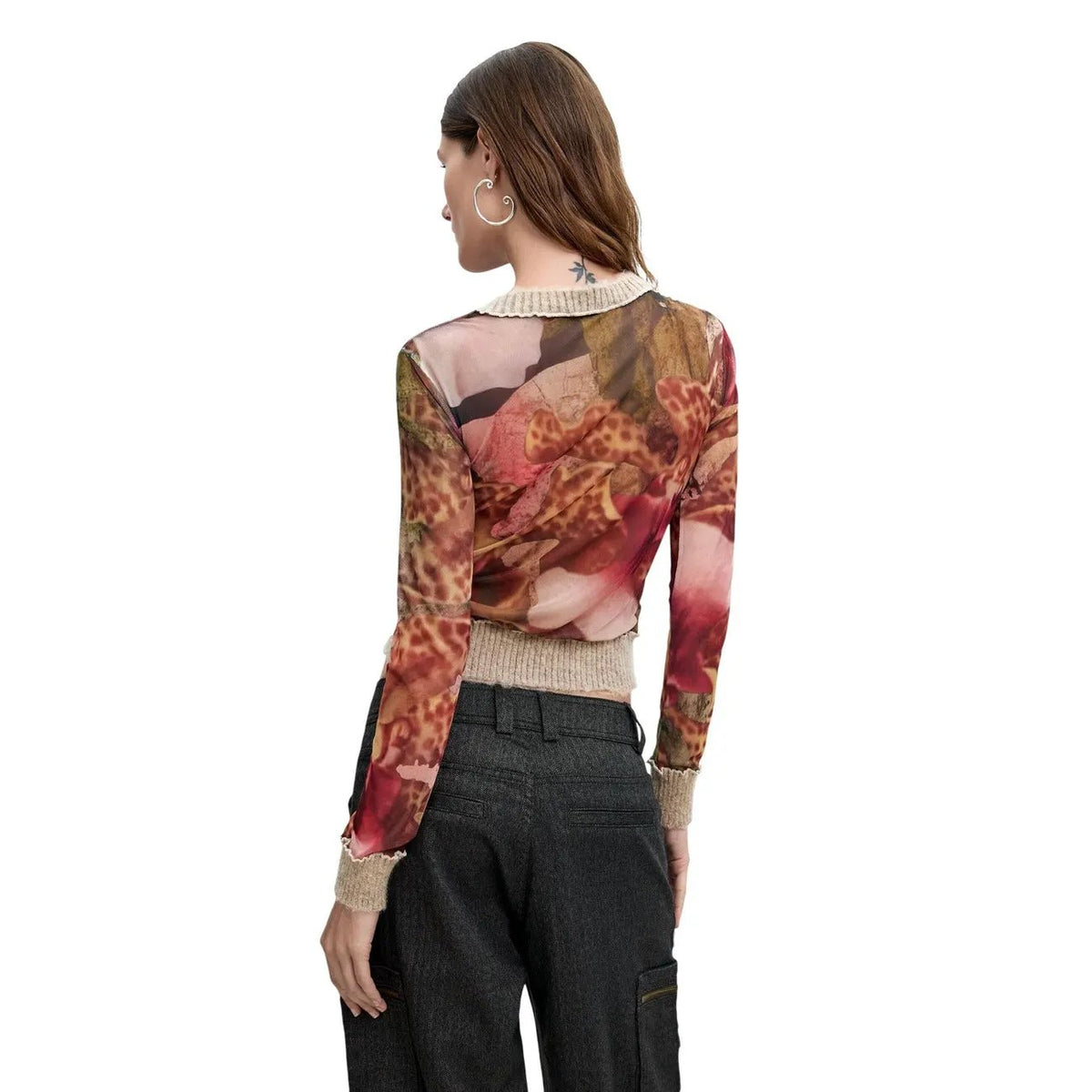 Desigual Women's Orchids Lacroix Brown T-Shirt
