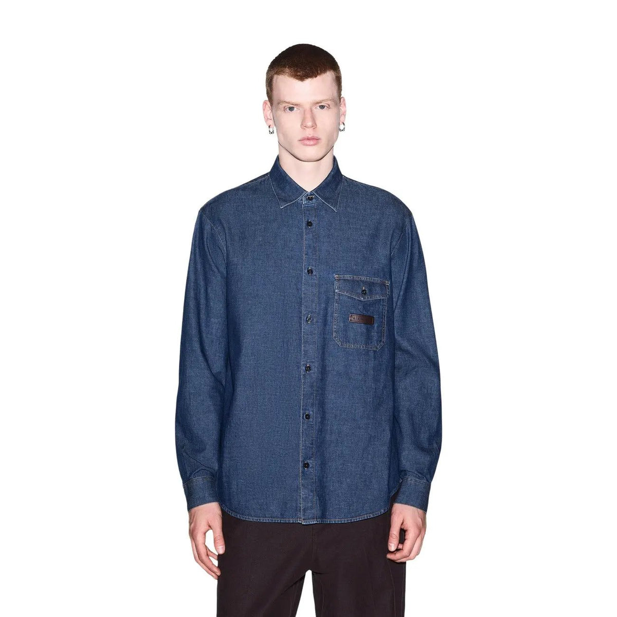 Armani Exchange Men's Blue Cotton Shirt