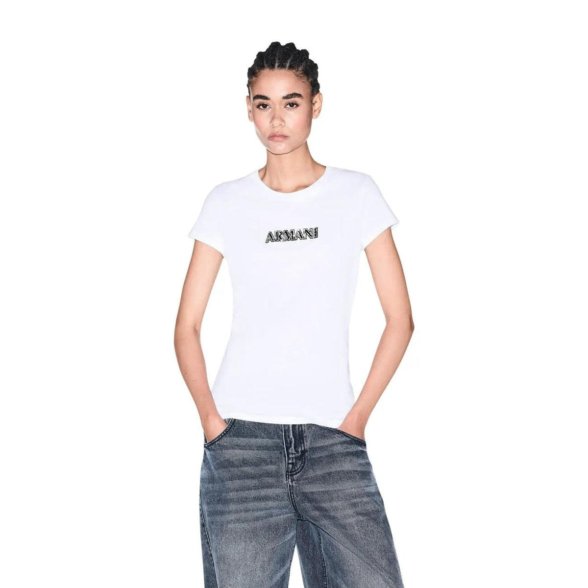Armani Exchange Women's White Cotton T-Shirt