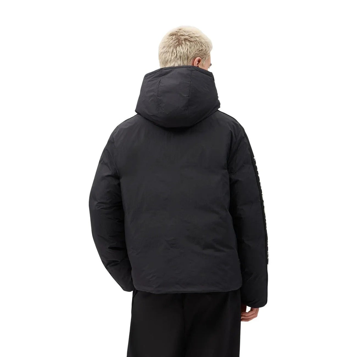 EA7 Men's Black Nylon Hooded Jacket