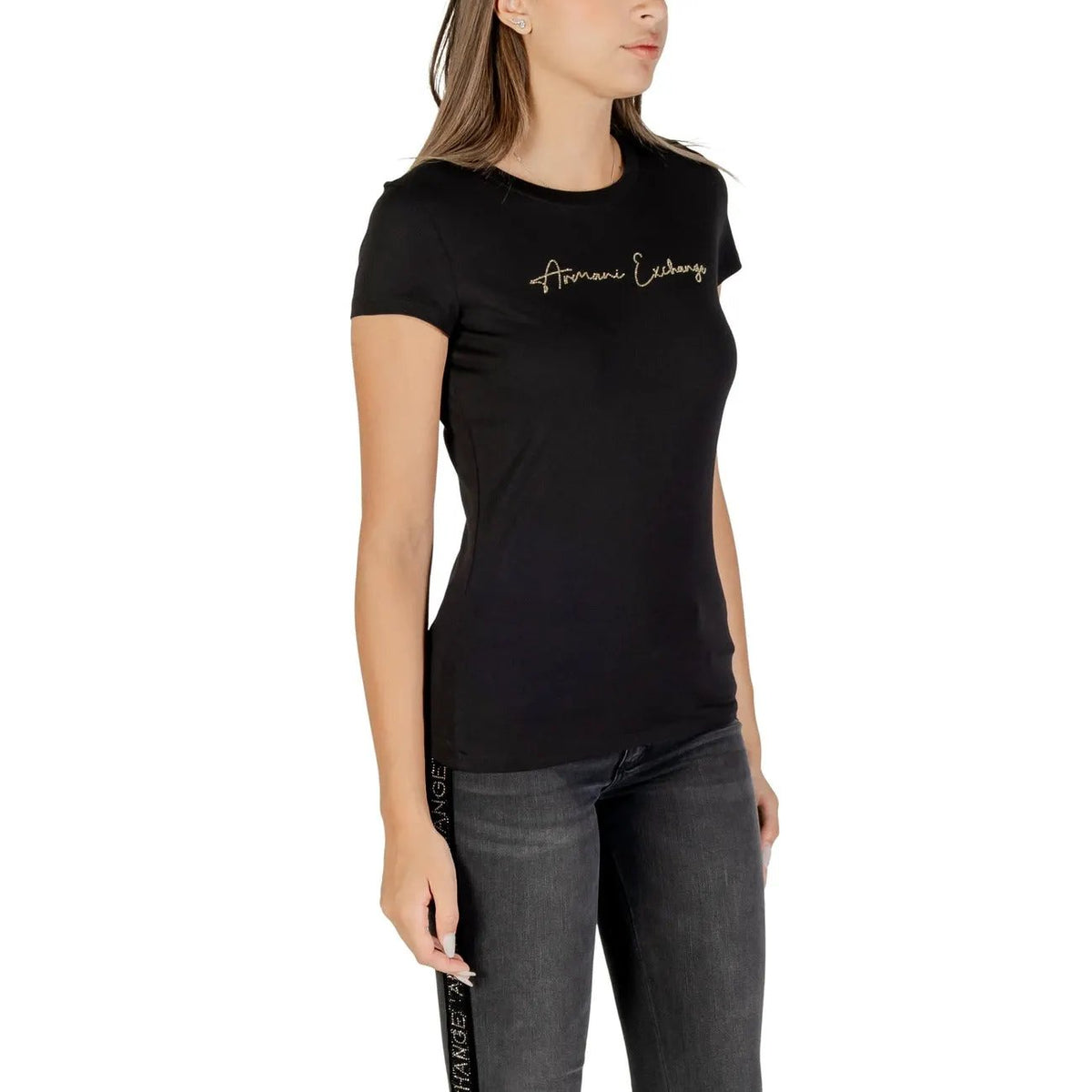 Armani Exchange Women's Black Cotton T-Shirt