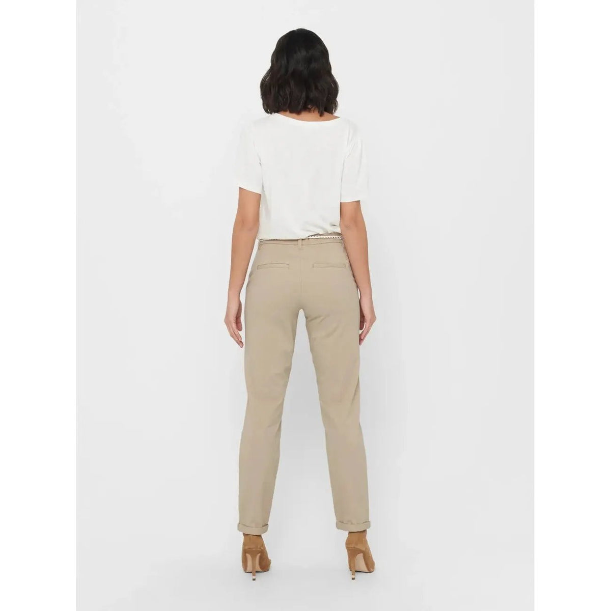 Only Women's Beige Cotton Trousers