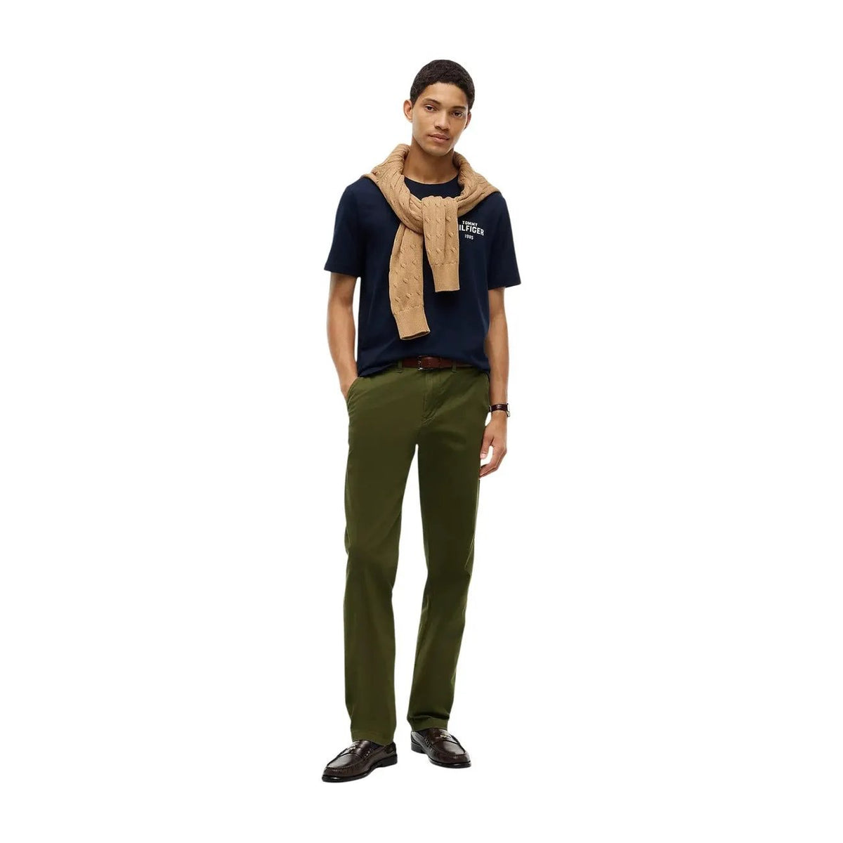 Tommy Hilfiger Men's Blue Organic Cotton T-Shirt for Fall and Winter