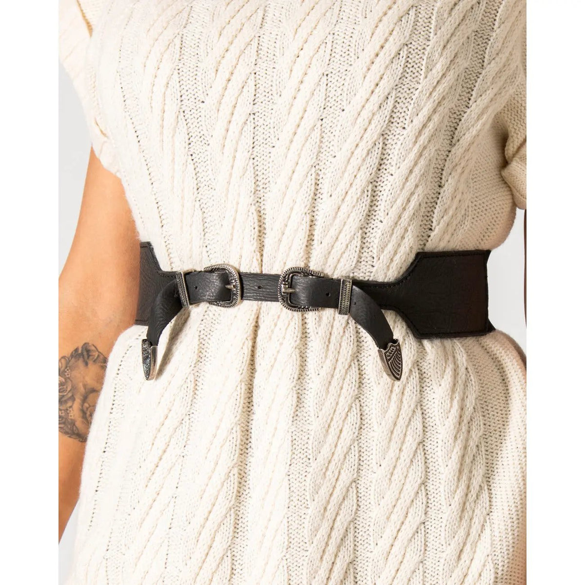One.0 Women's Brown Leather Cowboy Belt