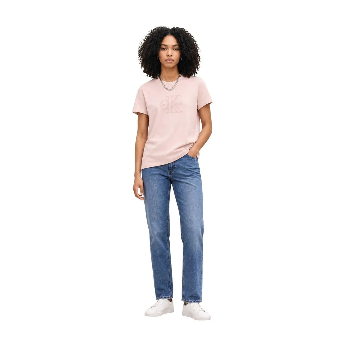 Calvin Klein Jeans Women's Pink Cotton T-Shirt for Fall and Winter