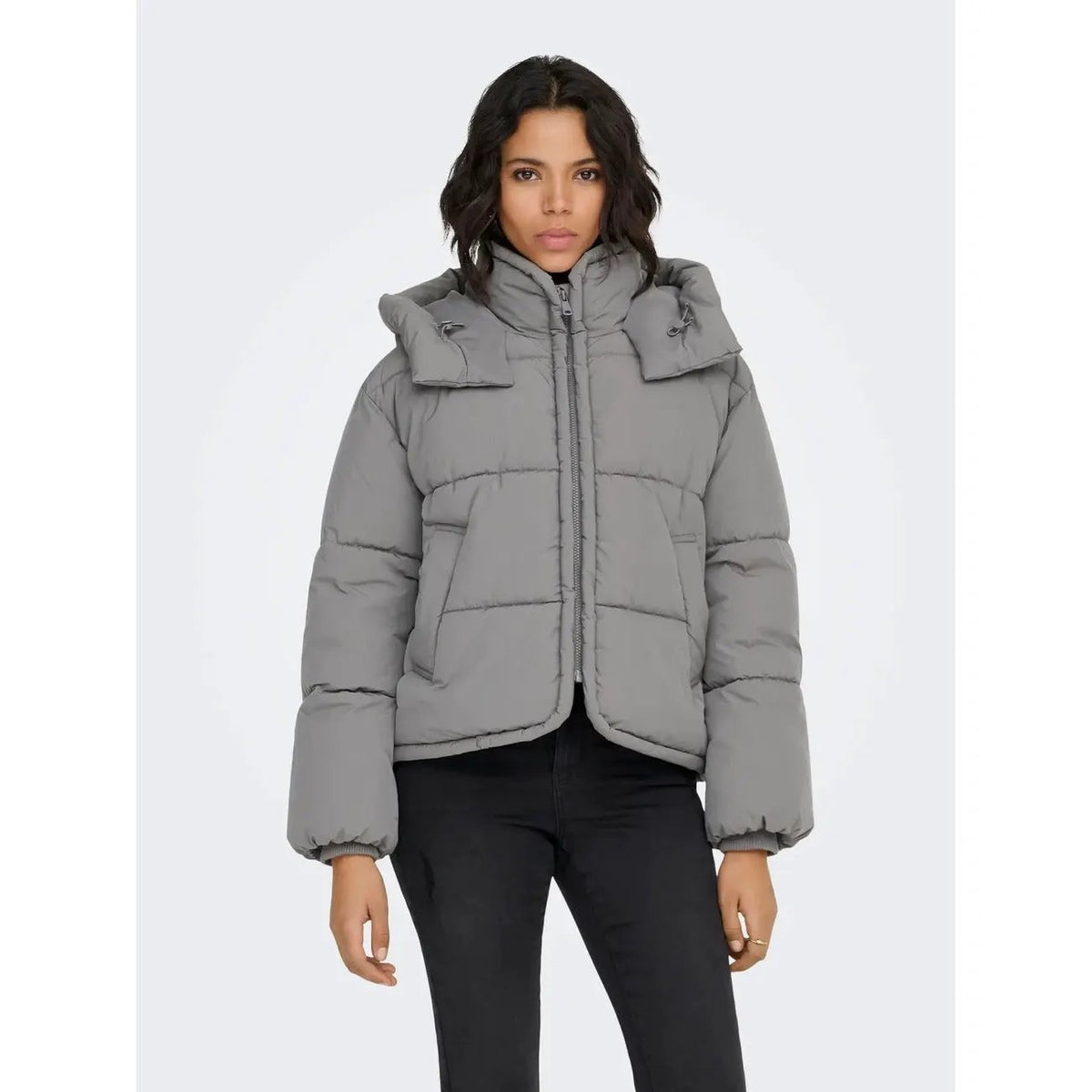 Only Women's Grey Hooded Jacket