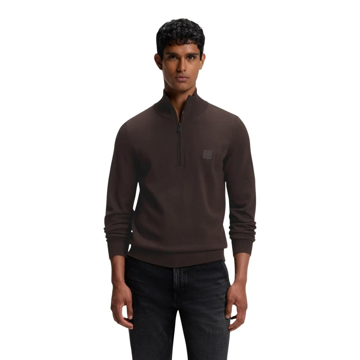 BOSS Men's Black Kanobix Zip Front Cotton Cardigan