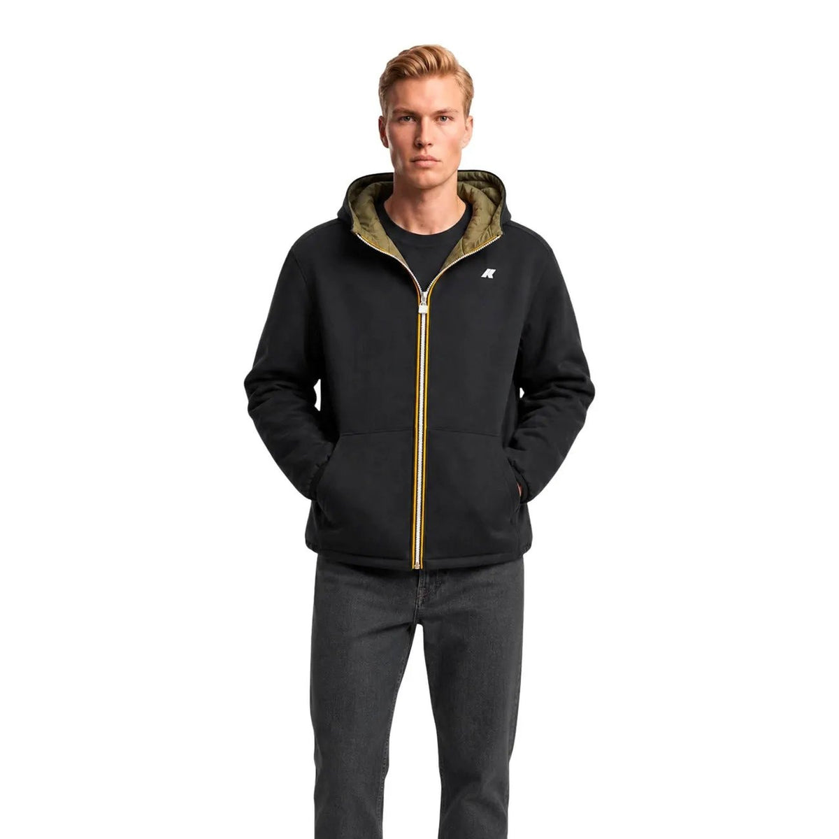 K-Way Men's Jack Spacer Black Hooded Jacket