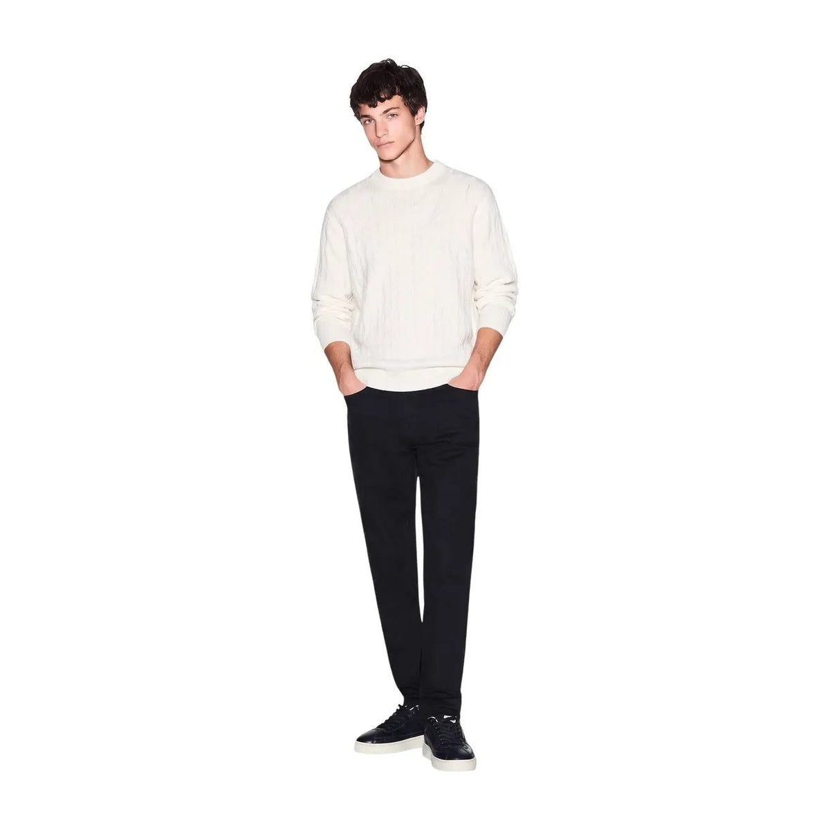 Armani Exchange Men's White Wool Sweater
