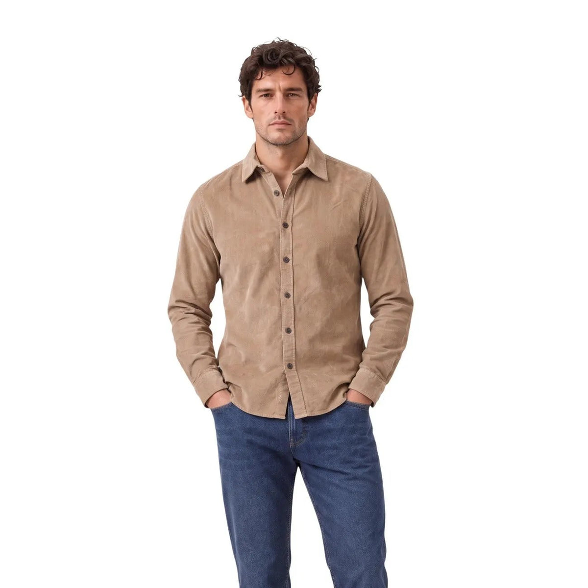 Gianni Lupo Men's Green Cotton Wide Collar Shirt