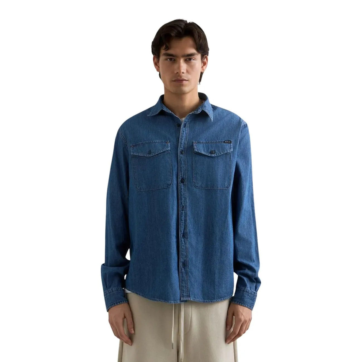 Replay Men's Blue Cotton Shirt