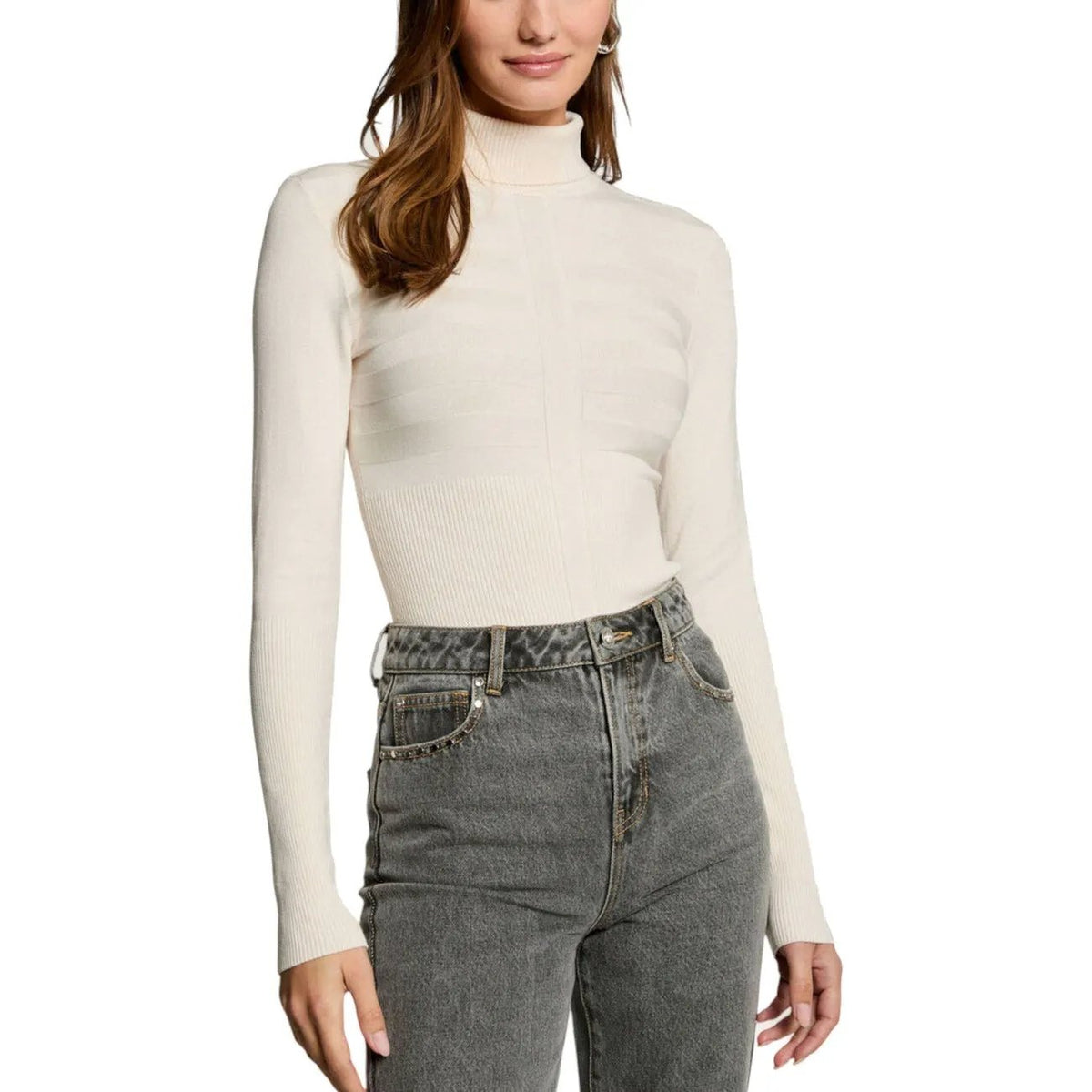 Morgan De Toi Women's Burgundy Turtleneck Sweater for Fall and Winter