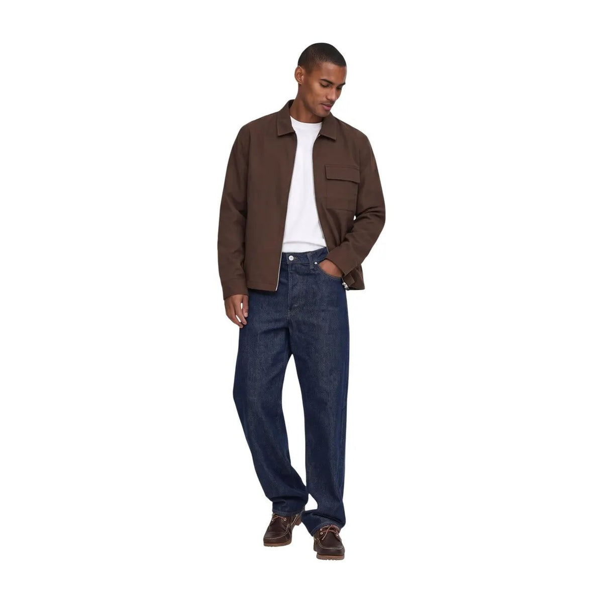 Only & Sons Men's Will Brown Zip Overshirt