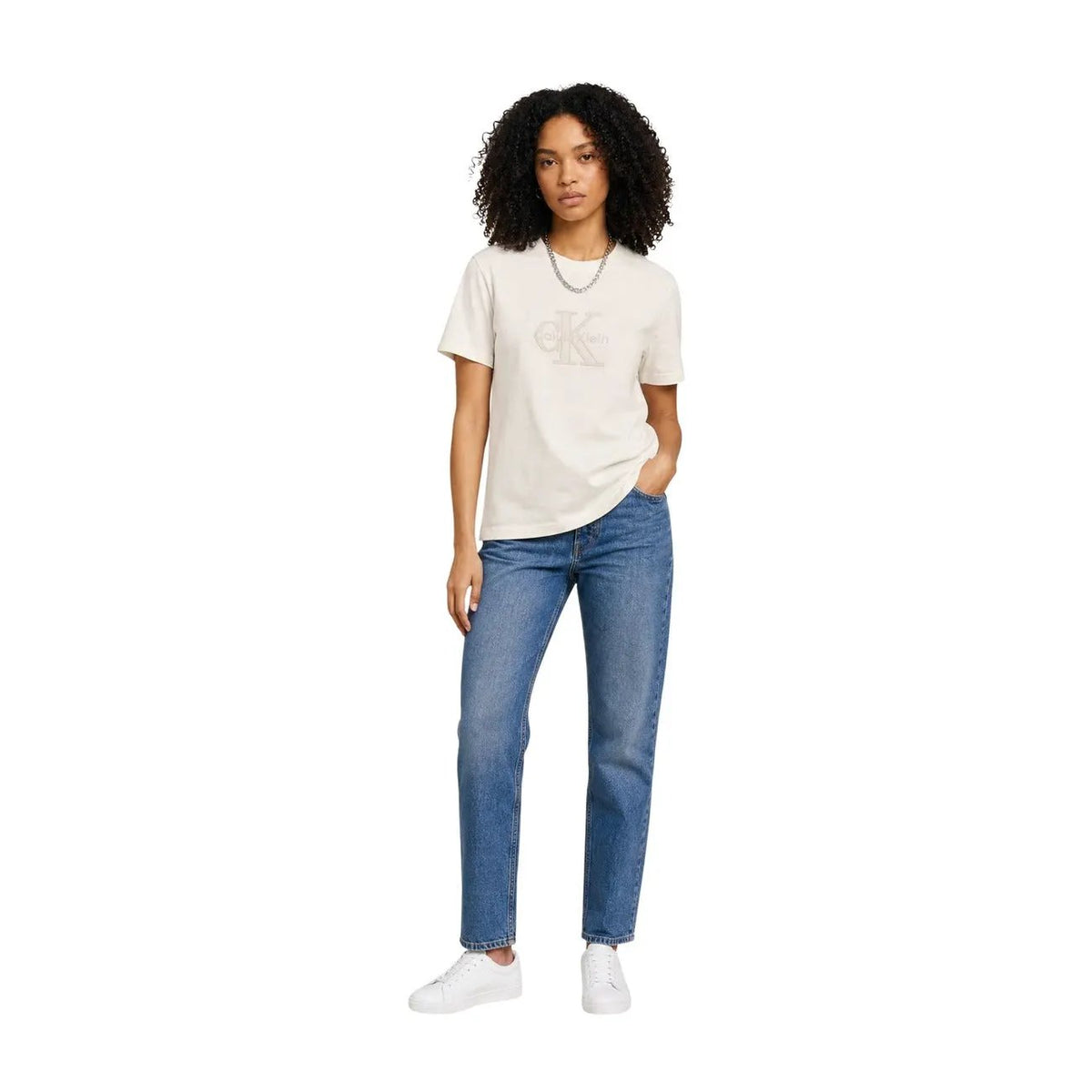 Calvin Klein Jeans Women's White Cotton T-Shirt