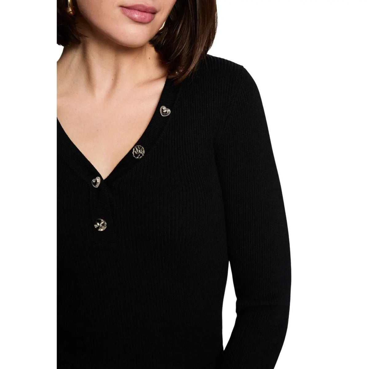 Morgan de Toi Women's Black V Neck Sweater