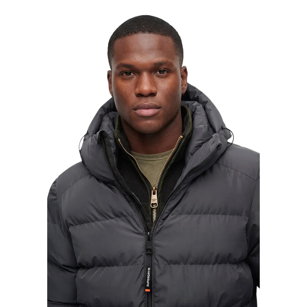 Superdry Men's Grey Hooded Sports Puffer Jacket