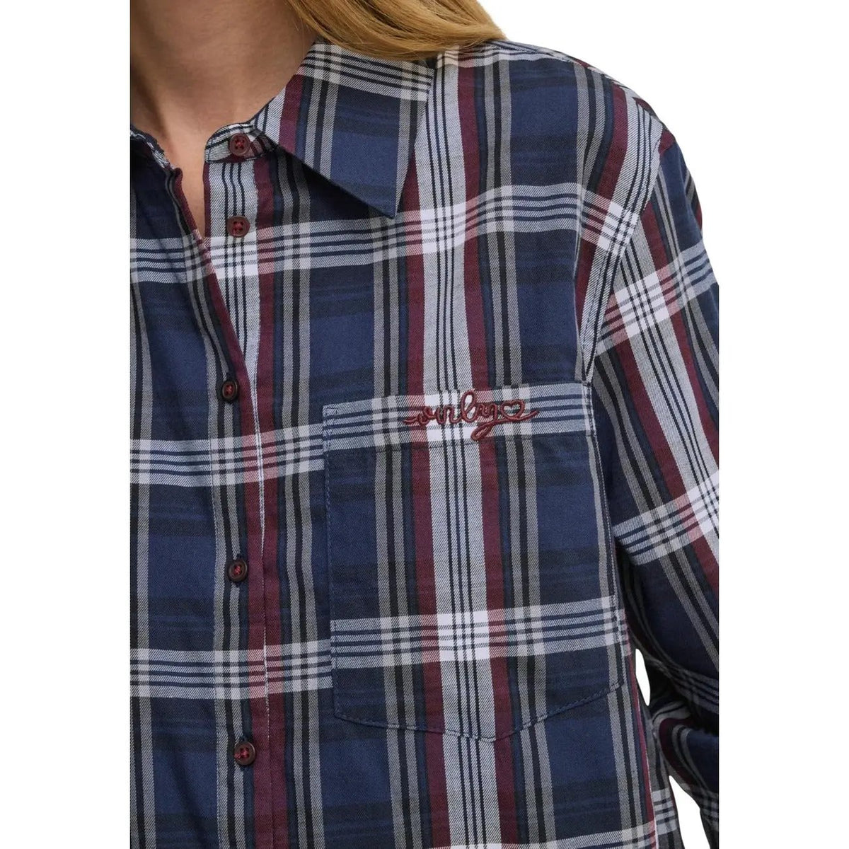 Only Women's Surani Blue Check Cotton Shirt