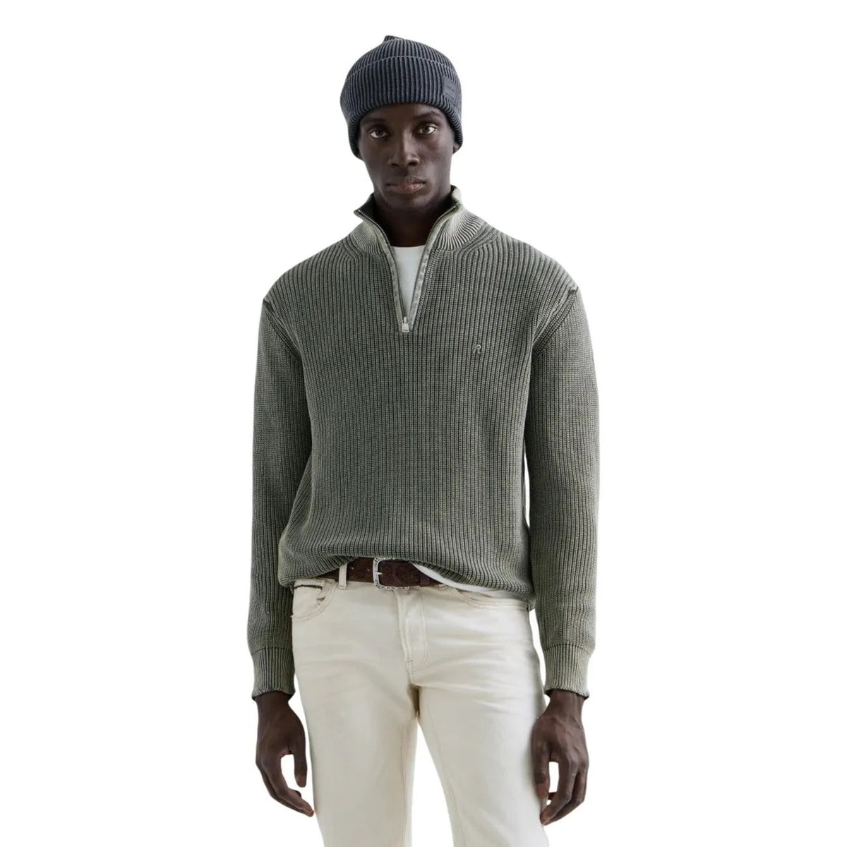 Replay Men's Green Acid Wash Cotton Sweater