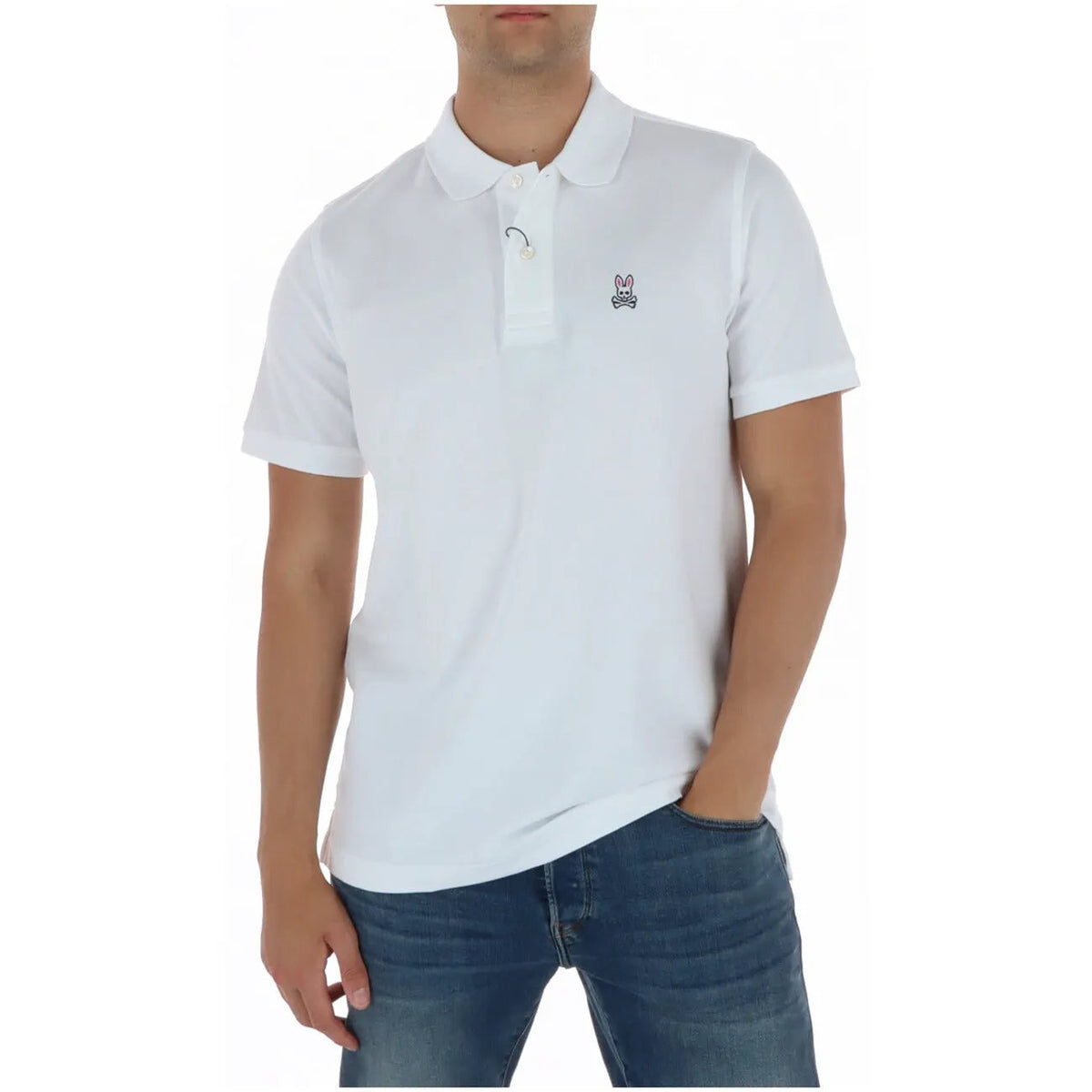 Psycho Bunny Men's White Cotton Polo Shirt