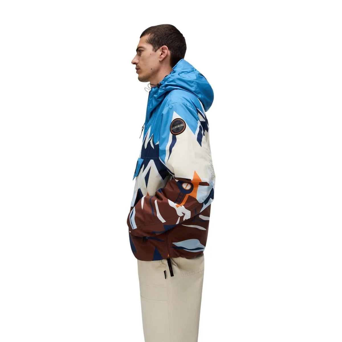 Napapijri Men's Rf Next Light Blue Printed Hooded Jacket