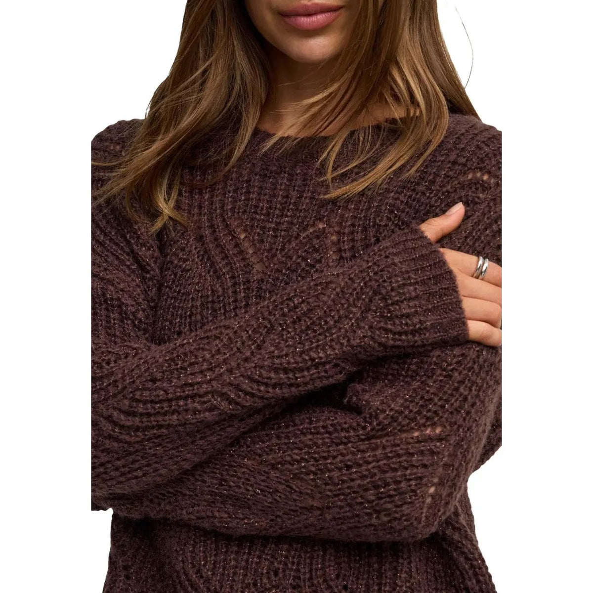 Only Women's Hanja Brown Glitter Sweater