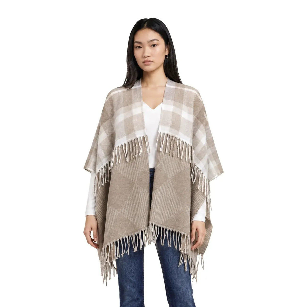 Pieces Women's Adelia Bordeaux Knit Poncho