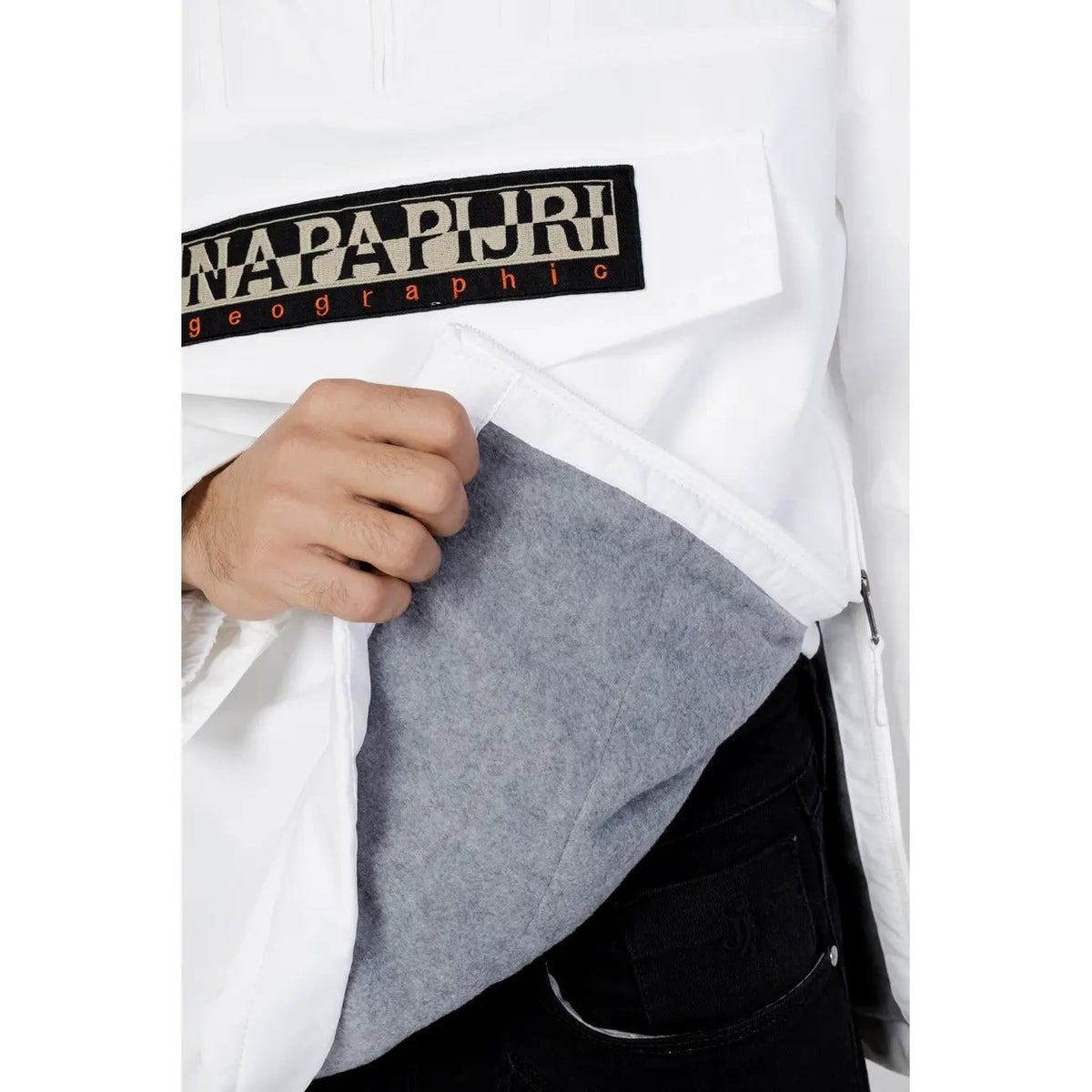 Napapijri Men's White Nylon Hooded Jacket