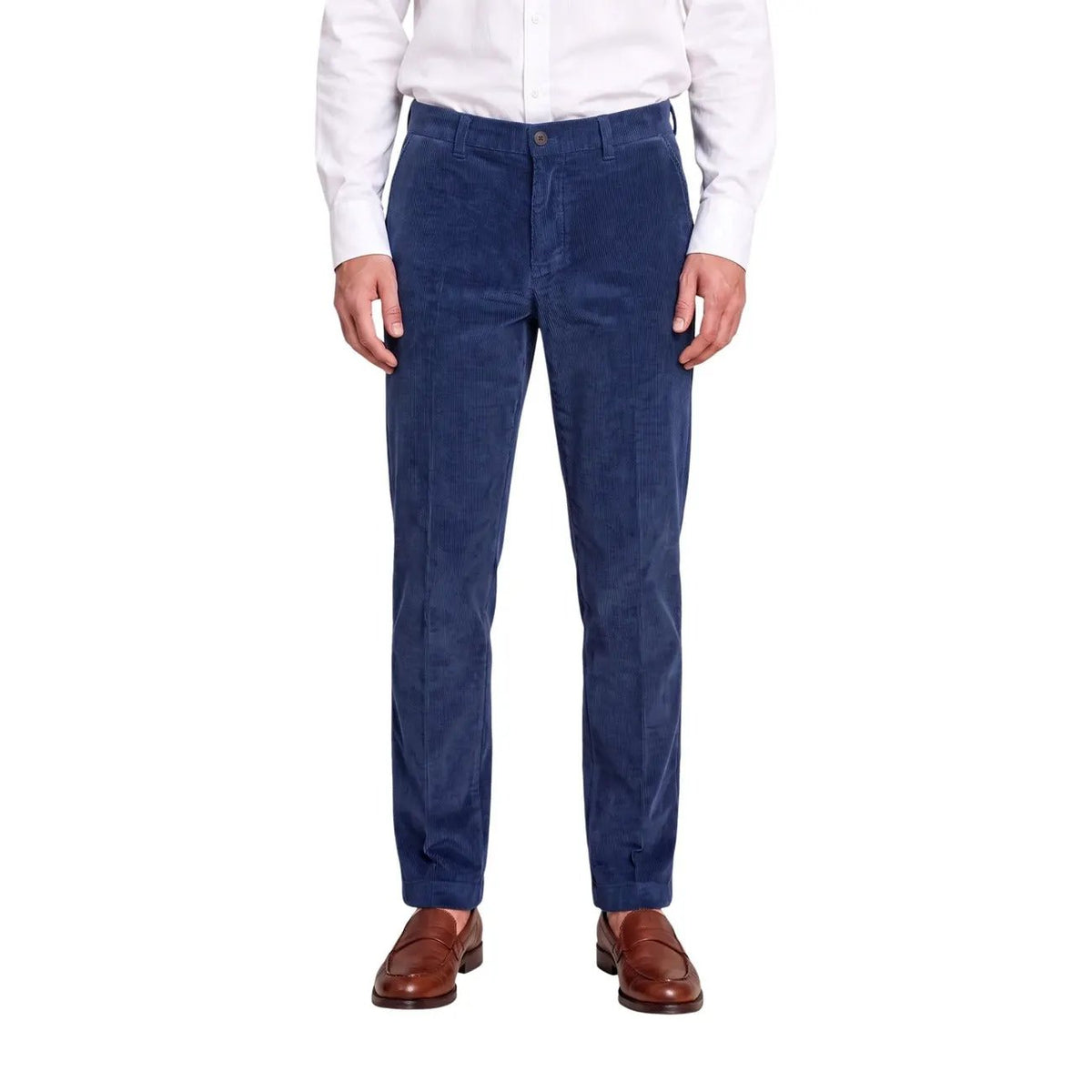 Borghese Men's Aurelio Blue Corduroy Trousers