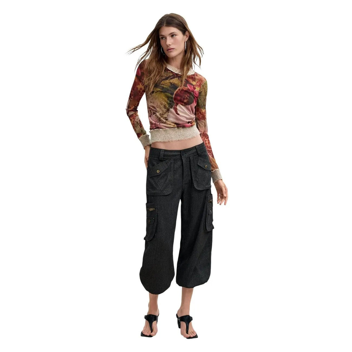 Desigual Women's Orchids Lacroix Brown T-Shirt
