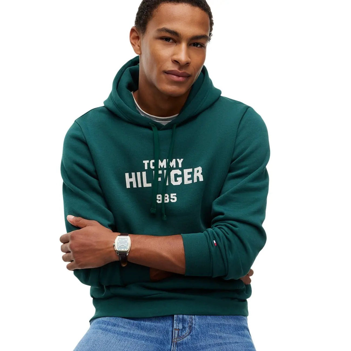 Tommy Hilfiger Men's Green Hooded Sweatshirt