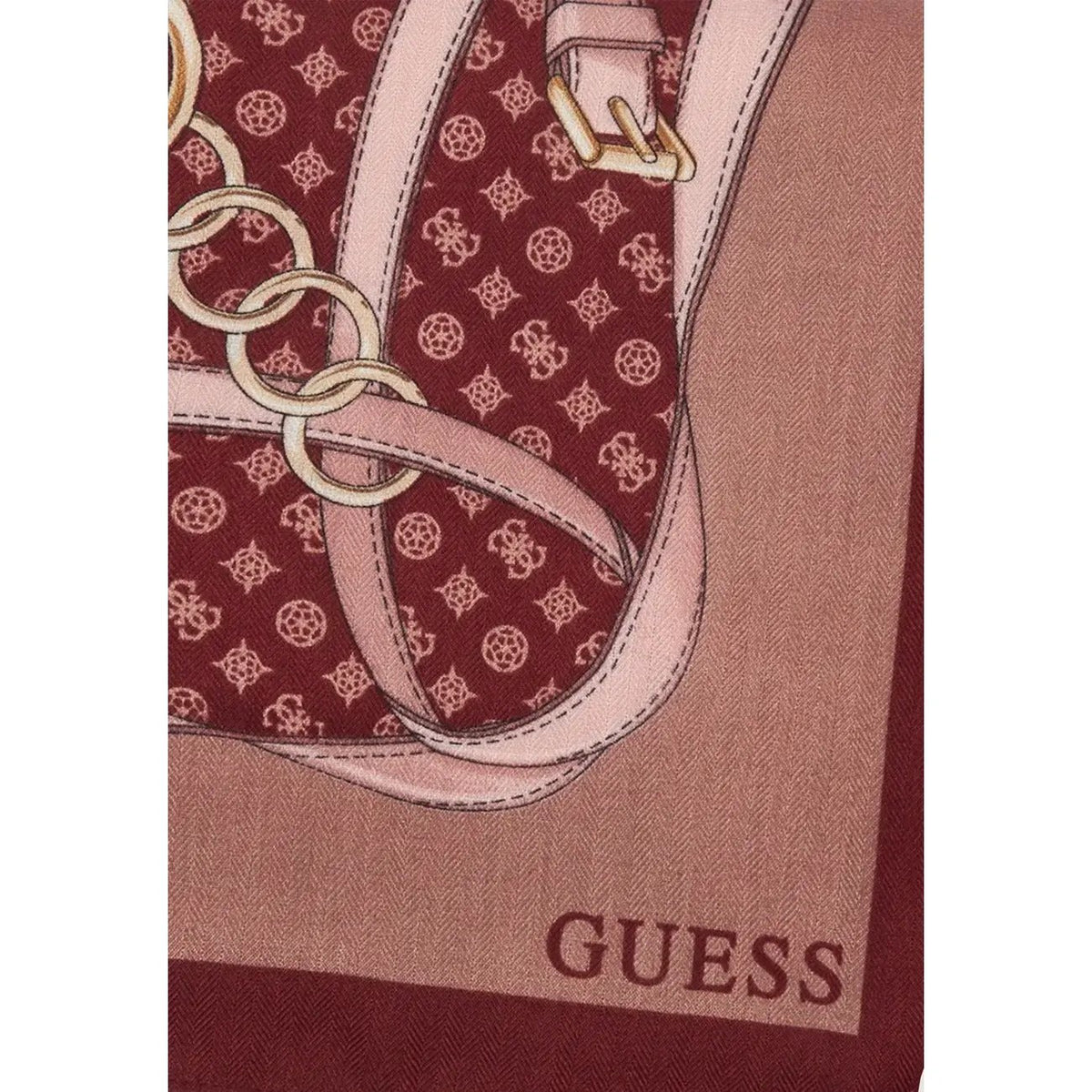 Guess Women's Burgundy Printed Scarf for Fall and Winter