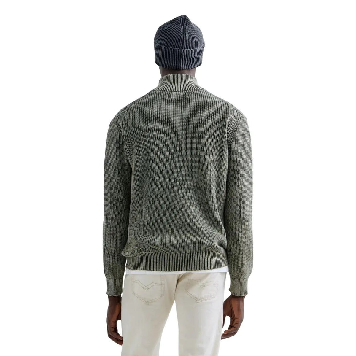Replay Men's Green Acid Wash Cotton Sweater