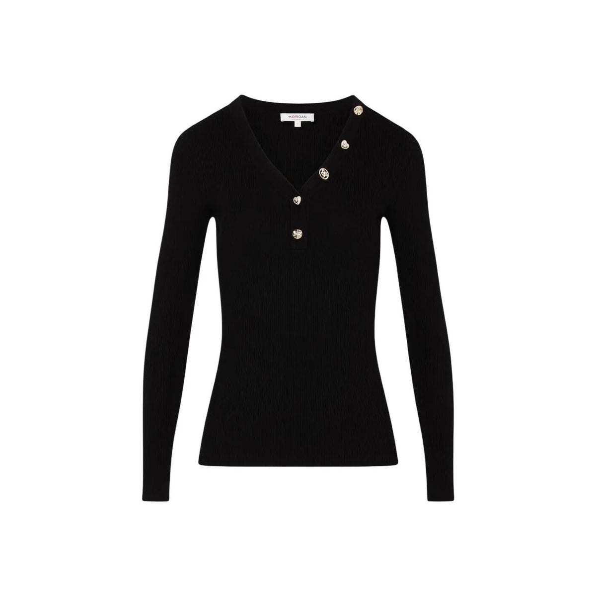 Morgan de Toi Women's Black V Neck Sweater