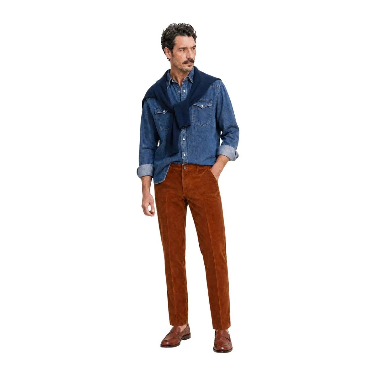 Borghese Men's Aurelio Brown Cotton Trousers