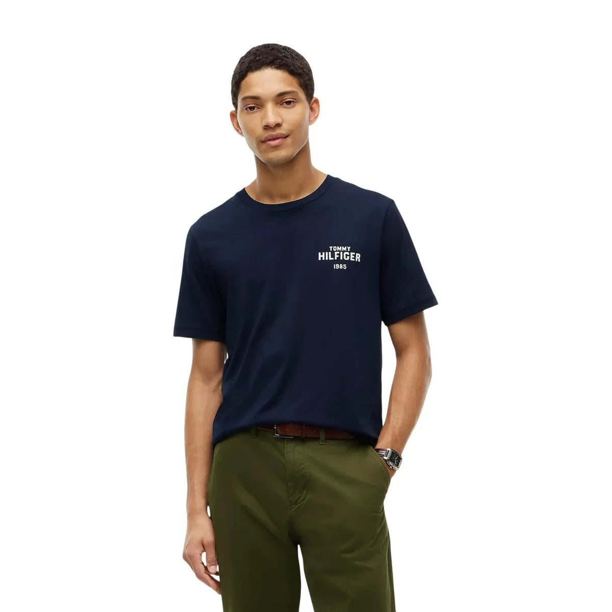 Tommy Hilfiger Men's Blue Organic Cotton T-Shirt for Fall and Winter