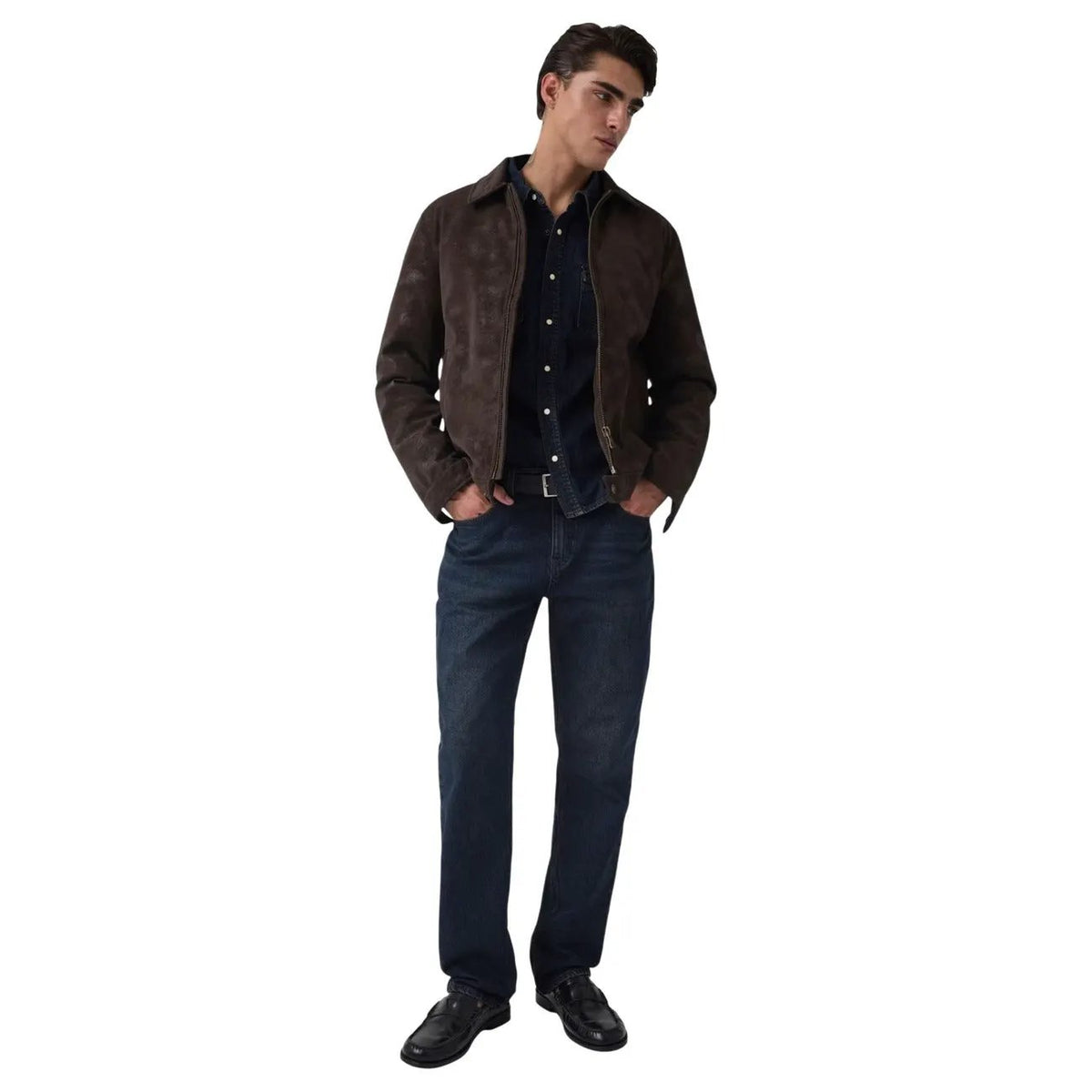 Guess Men's Brown Monogram Faux Leather Jacket