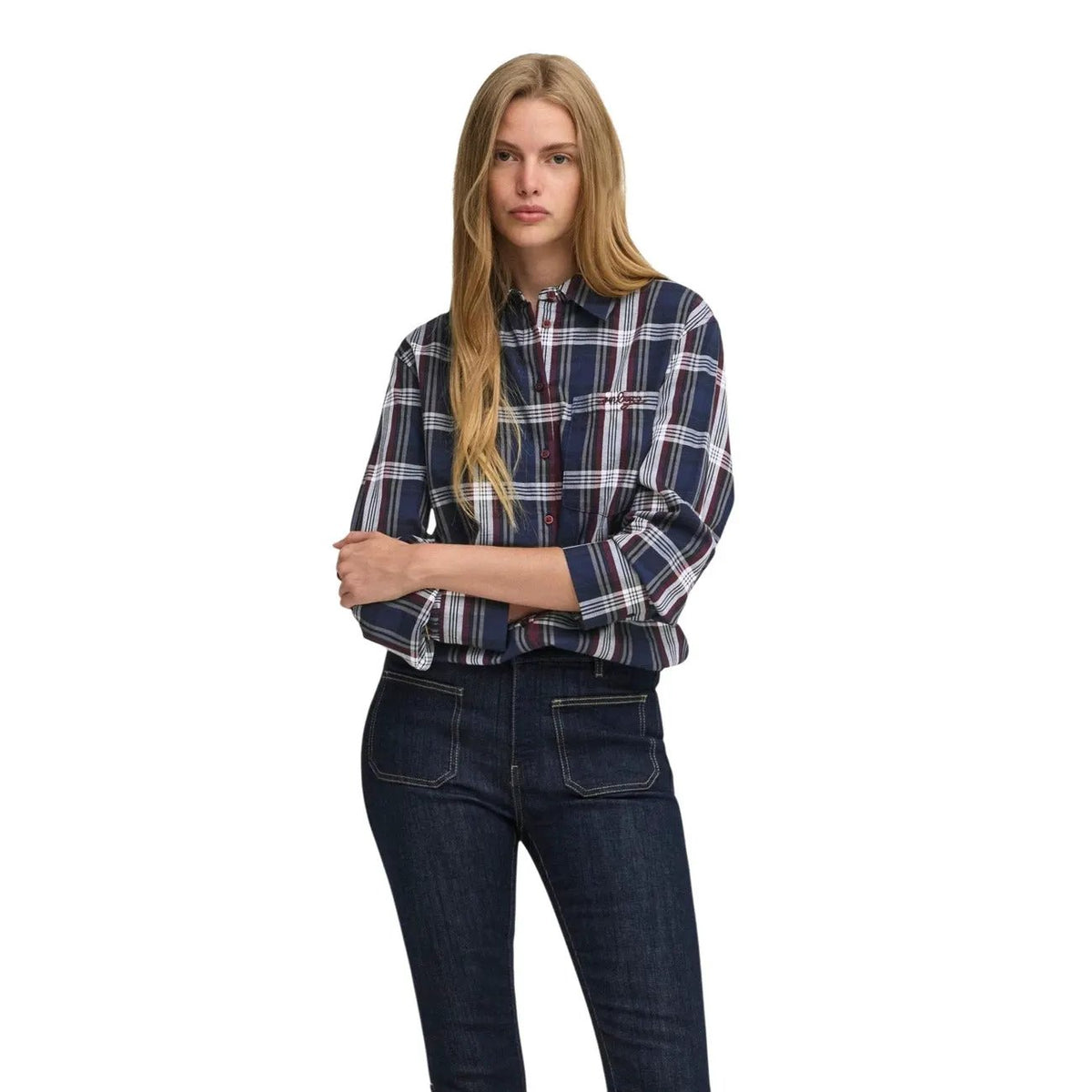 Only Women's Surani Blue Check Cotton Shirt