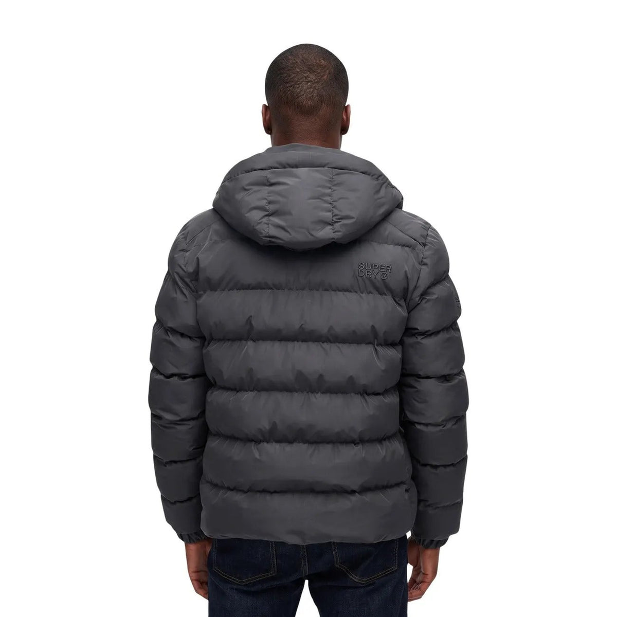 Superdry Men's Grey Hooded Sports Puffer Jacket