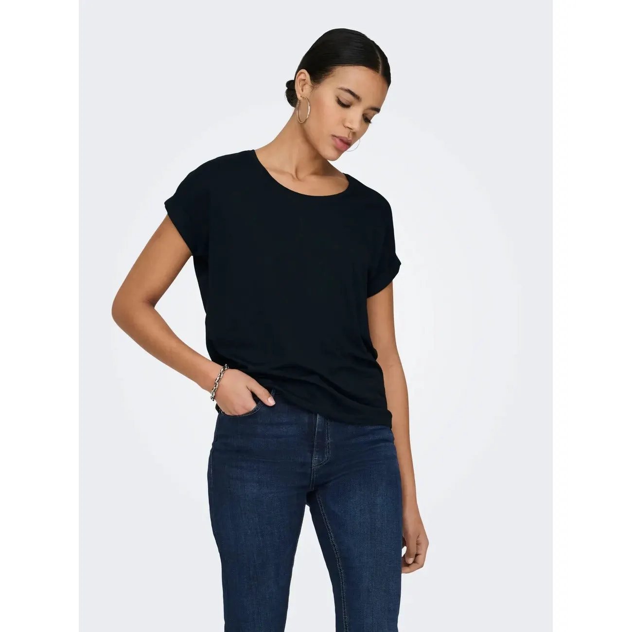 Only Women Pink Luxe Viscose Blend Comfortable Short Sleeve T Shirt by Only