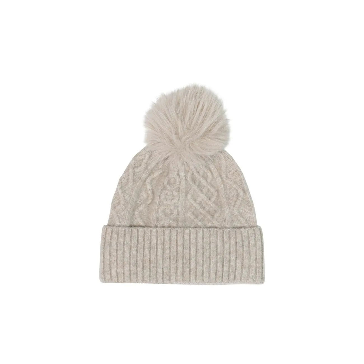 Pieces Women's Avia Beige Pompom Knit Hood
