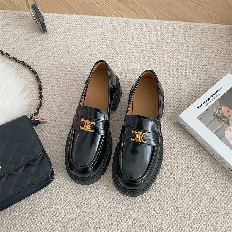 Women's round toe block heel loafers
