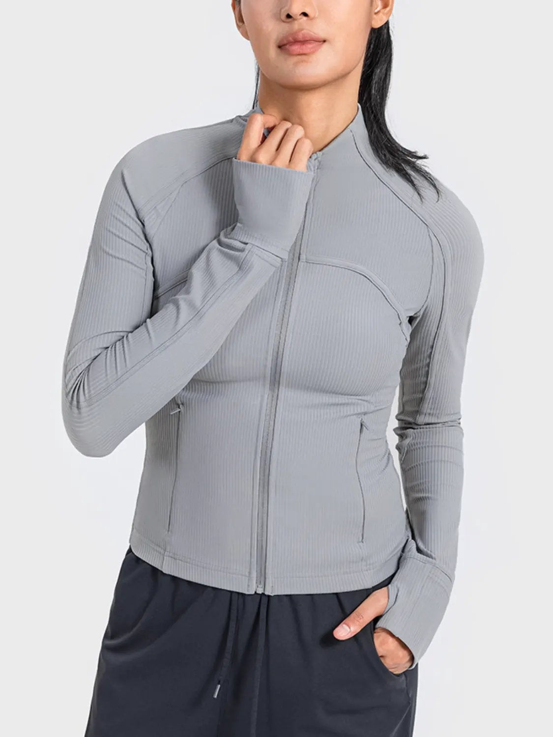 Women's zip up long sleeve sports jacket