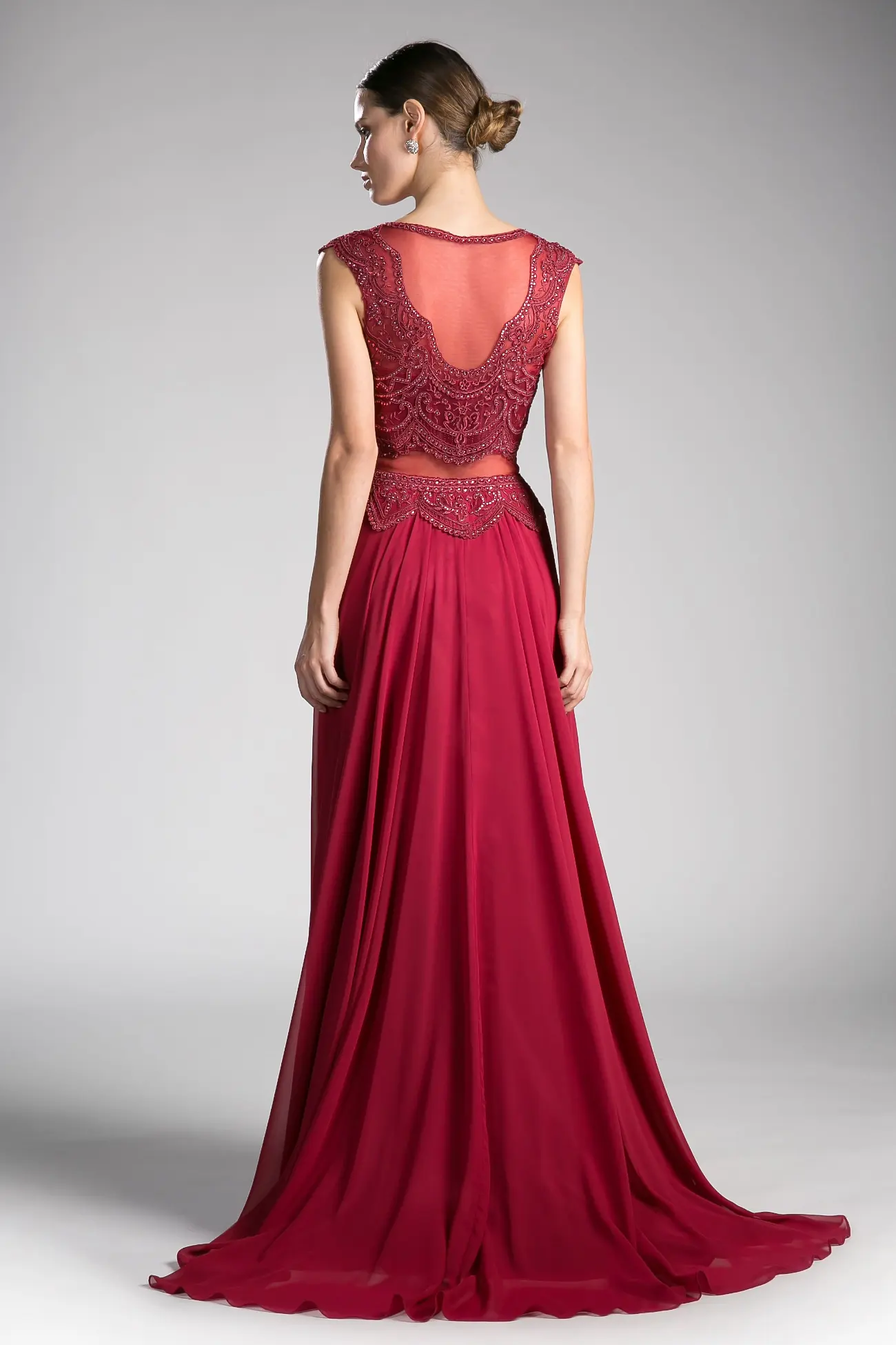 Beaded Lace Chiffon Dress by Tux-USA