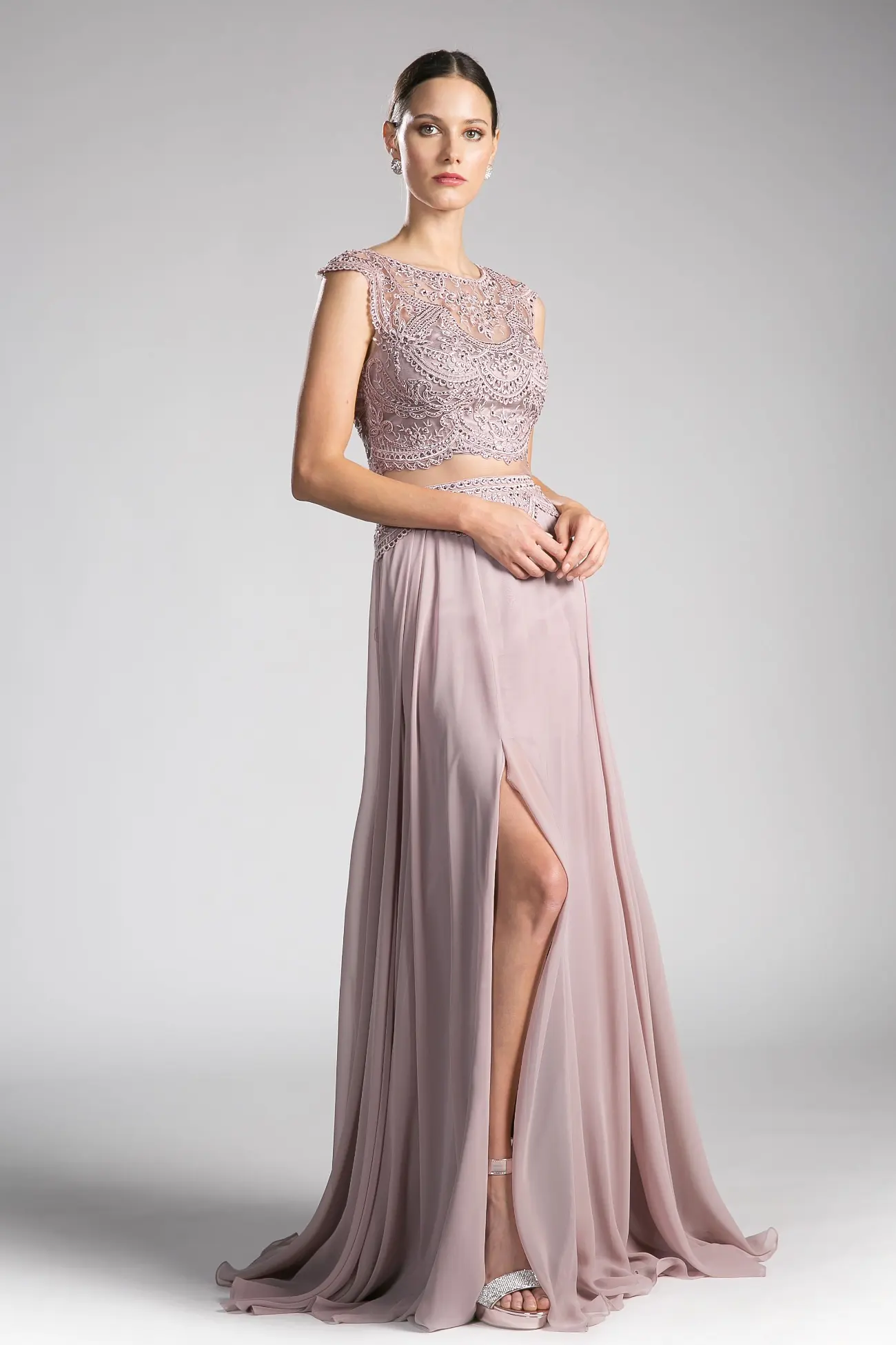 Beaded Lace Chiffon Dress by Tux-USA