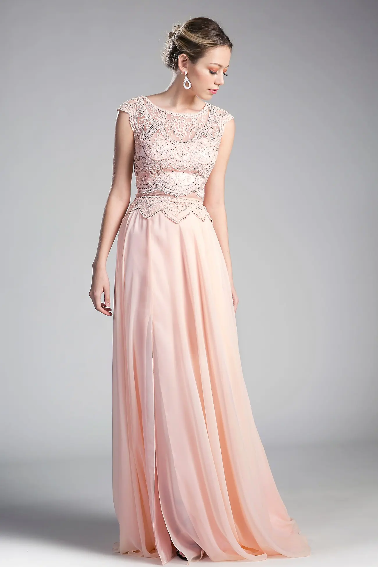 Beaded Lace Chiffon Dress by Tux-USA