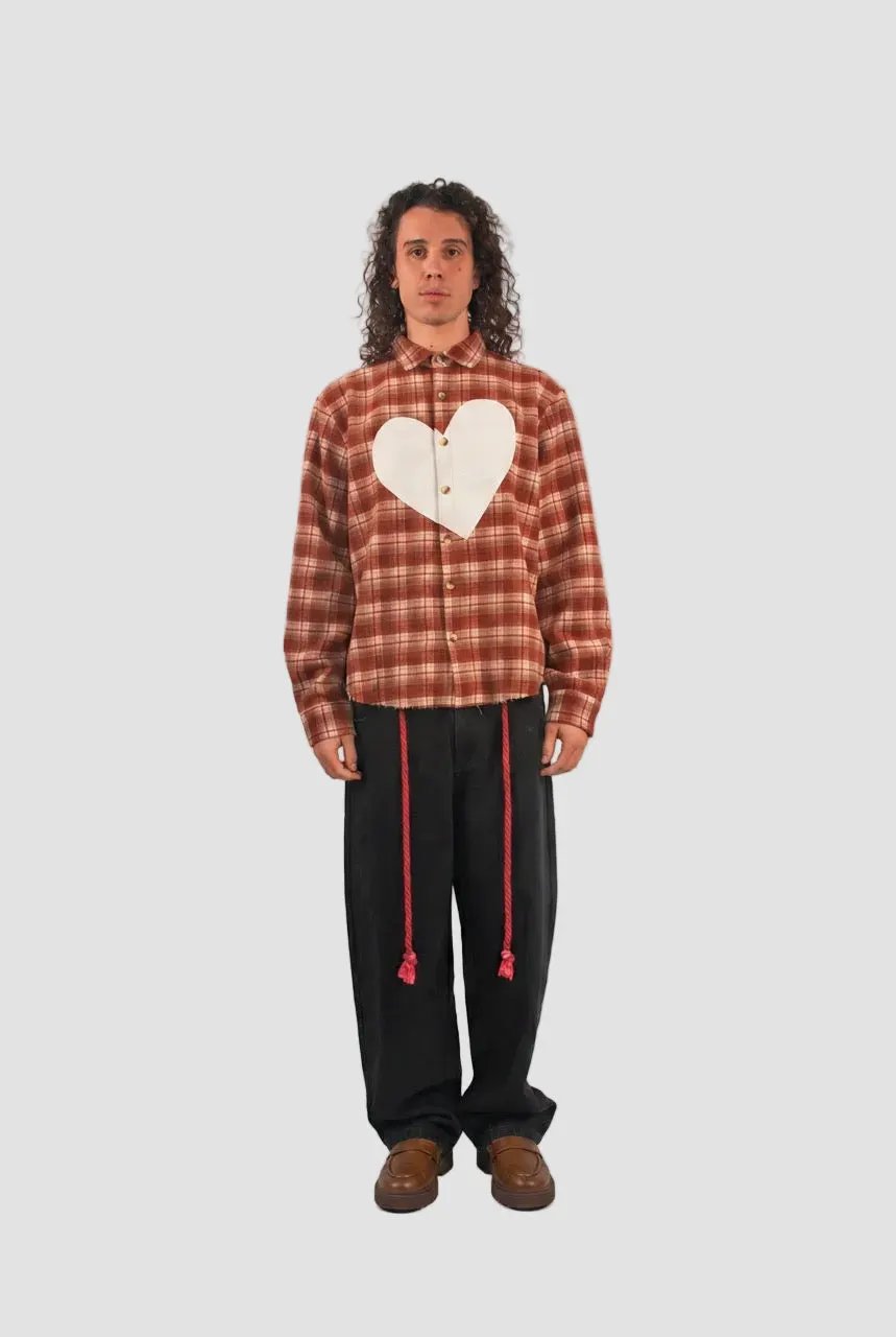 Heart Plaid Flannel Shirt by Hideout