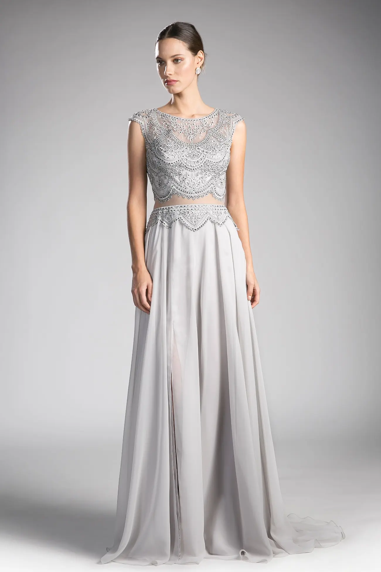 Beaded Lace Chiffon Dress by Tux-USA