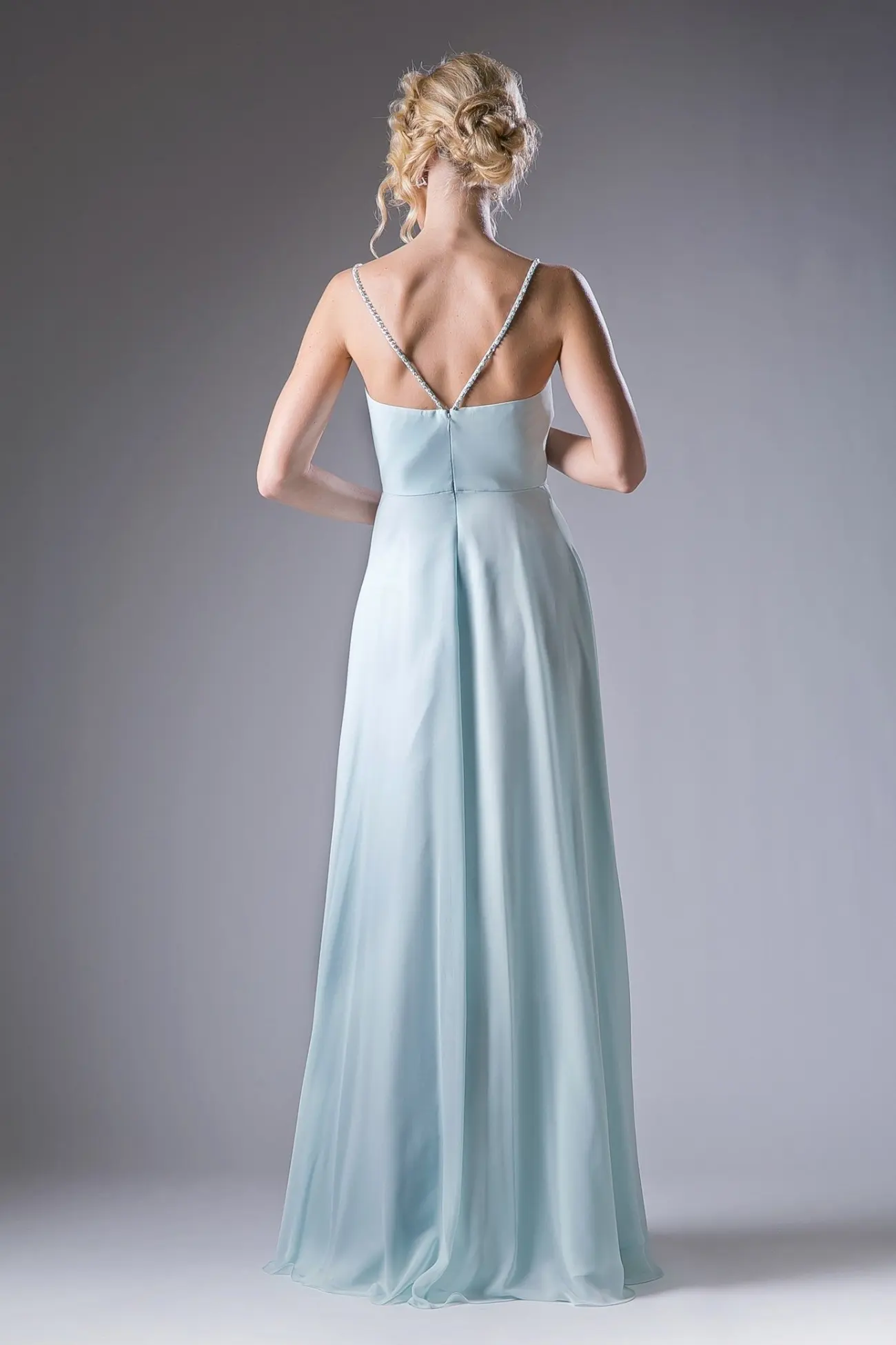V Neckline With a Beaded Band Dress by Tux-USA
