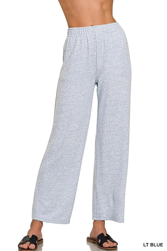 Zenana Soft Melange Hacci Elastic Waistband Lounge Pants by Zenana