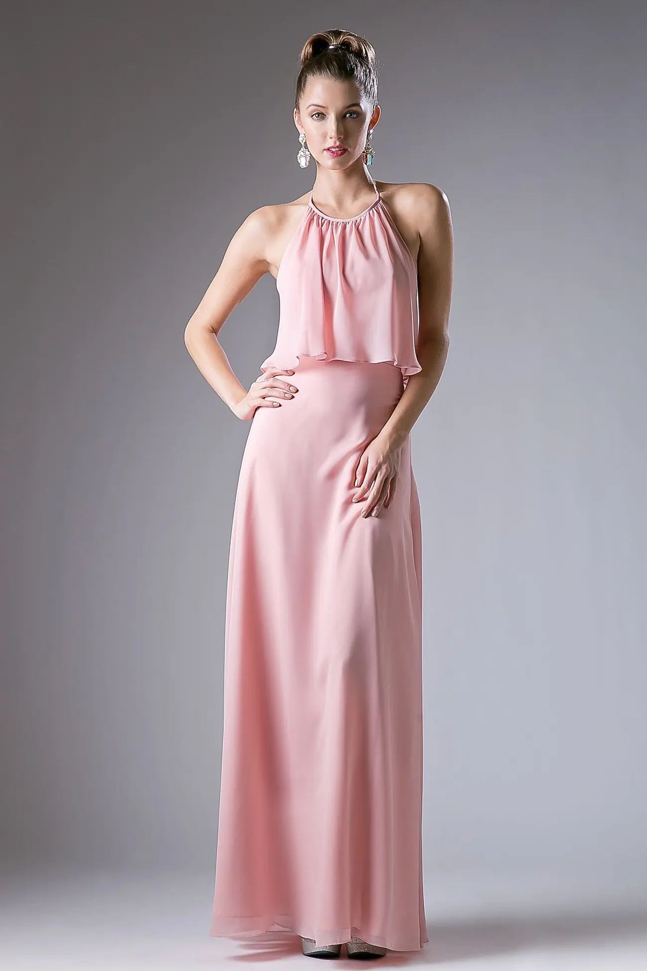 Long Halter Chiffon Dress by Tux-USA